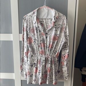 La Vie en Rose - 2 pcs - Floral Button-Up PJ with Tie Waist